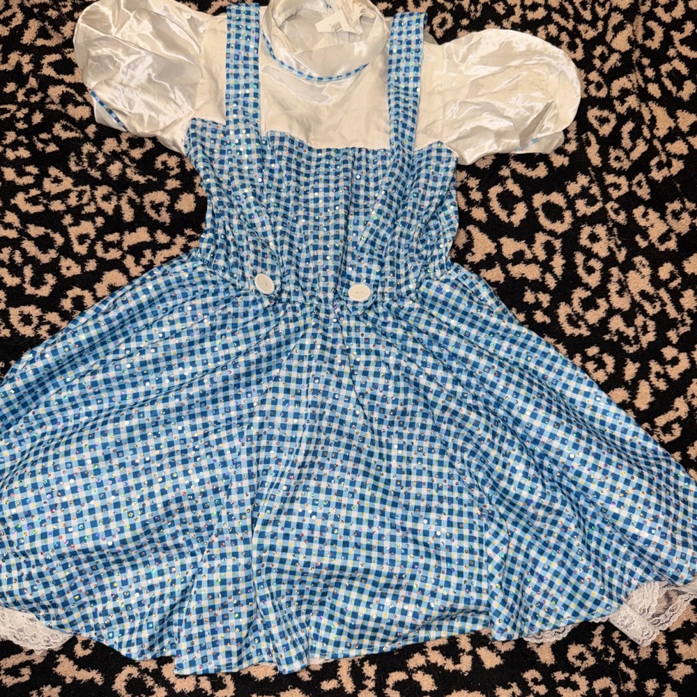 Rubies Dorothy Costume Kids Medium Blue Gingham Sequin Wizard of Oz Movie Dress